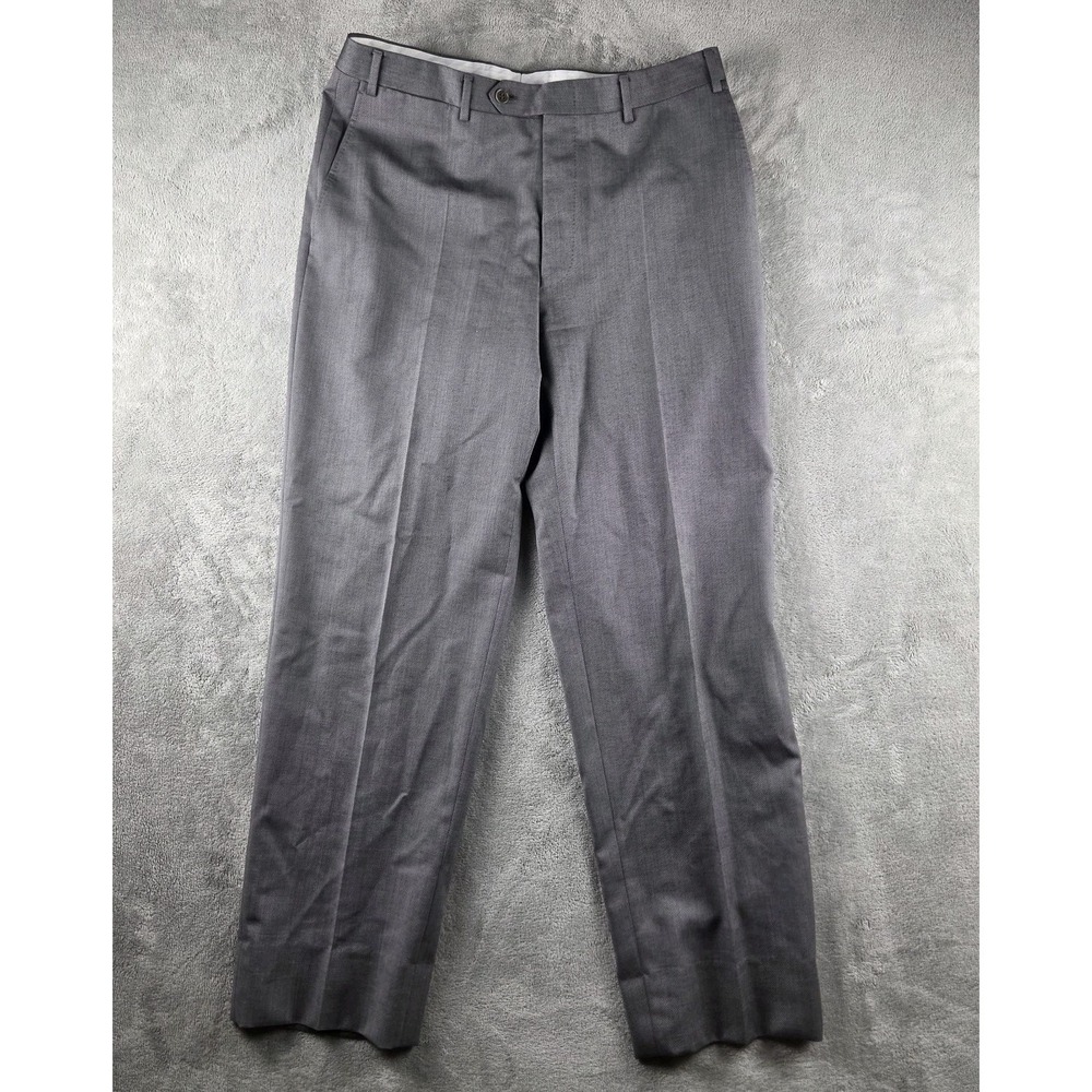 Canali 100% Pure Wool Dress Pants Mens 34 Gray Trousers Italy Made Classic